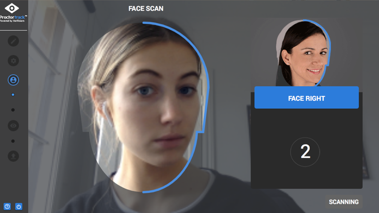 proctoring software facial recognition screenshot