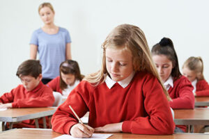 students taking paper test