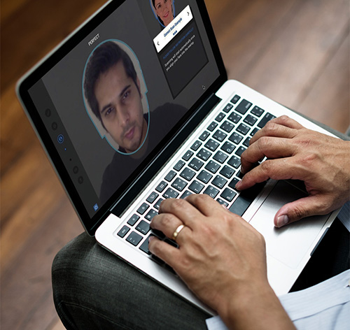 Screenshot of facial recognition functionality from the Janison remote proctoring solution